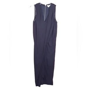 HELMUT LANG NEW Faux Wrap Jersey‎ Sheath Midi Dress Black V Zip Eve Minimalist M